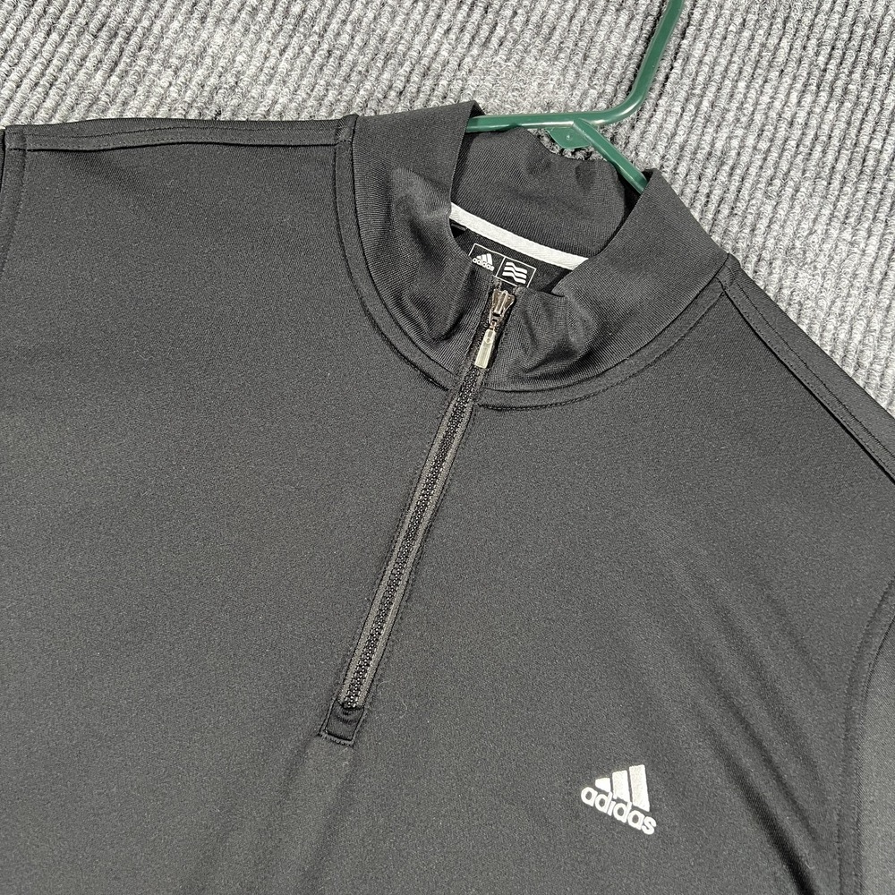 Adidas Climalite Pullover Mens Large Black Quarter Zip Golf Athletic Long Sleeve